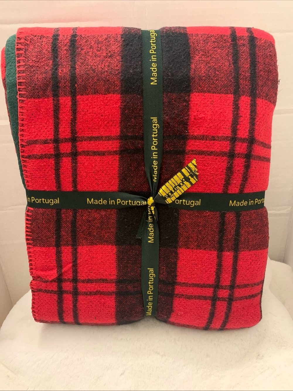 Newplaids Roca Home Red Black Plaid Queen Blanket 90x90 Made in Portugal